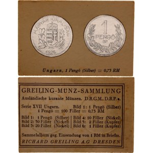 Hungary 1 Pengo 1926 BP German Collector's Coin Card