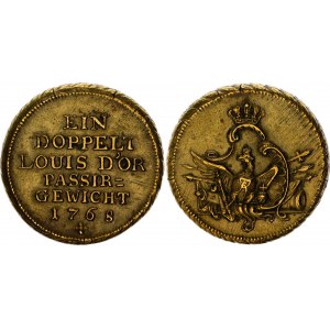 German States Brandenburg-Prussia Brass Weight for 2 Louis d'Or 1768
