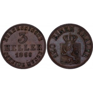 German States Hesse-Cassel 3 Heller 1866