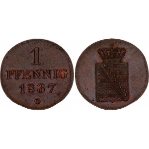 German States Saxony-Albertine 1 Pfennig 1837 G