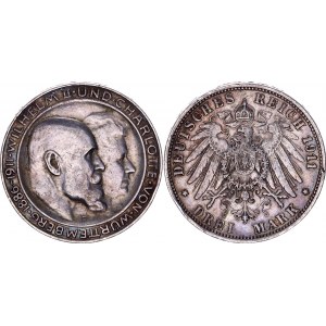 Germany - Empire Wurttemberg 3 Mark 1911 F