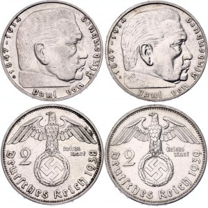 Germany - Third Reich 2 x 2 Reichsmark 1938 - 1939 A & G