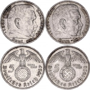Germany - Third Reich 5 Reichsmark 1937 - 1938 A