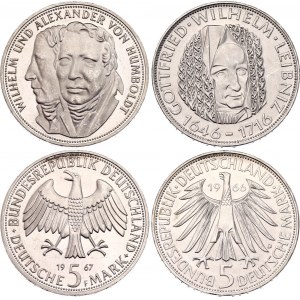 Germany - FRG 2 x 5 Deutsche Mark 1966 - 1967 D & F