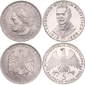 Germany - FRG 2 x 5 Deutsche Mark 1968 - 1970 J & F