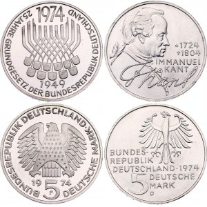 Germany - FRG 2 x 5 Deutsche Mark 1974 F & D