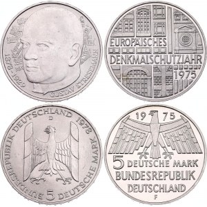 Germany - FRG 2 x 5 Deutsche Mark 1975 - 1978 F & D