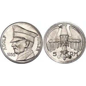 Germany - FRG 5 Reichsmark Adolf Hitler 1935 (1980s) Medal Token