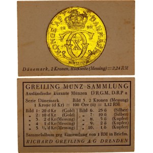 Denmark 2 Kronen 1926 HCN GJ German Collector's Coin Card