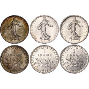 France 3 x 1 Franc 1913 - 1916