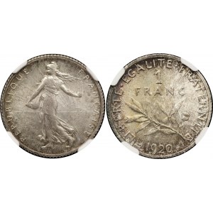 France 1 Franc 1920 NGC MS 63