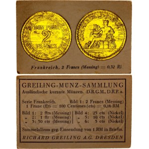 France 2 Francs 1923 German Collector's Coin Card