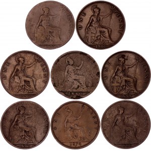 Great Britain 8 x 1 Penny 1860 -1901