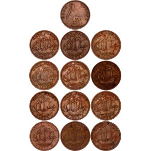 Great Britain 13 x 1/2 Penny 1929 -1964