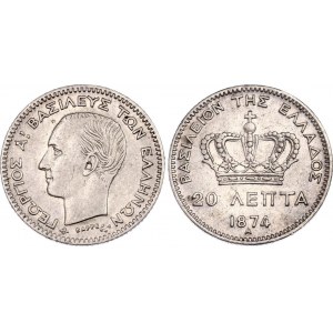 Greece 20 Lepta 1874 A