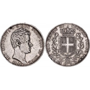 Italian States Sardinia 5 Lire 1844 P