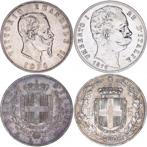 Italy 2 x 5 Lire 1871 - 1879