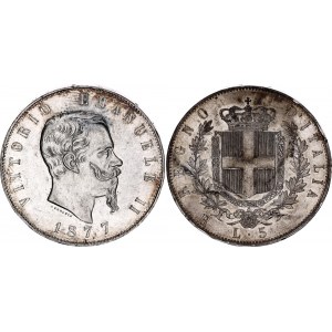 Italy 5 Lire 1877 R