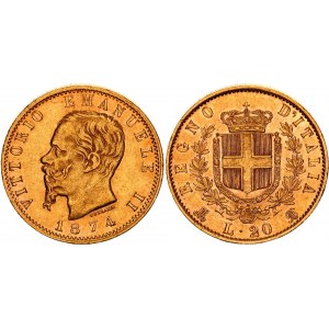 Italy 20 Lire 1874 MBN