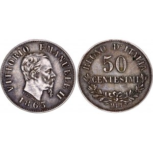 Italy 50 Centesimi 1863 M BN