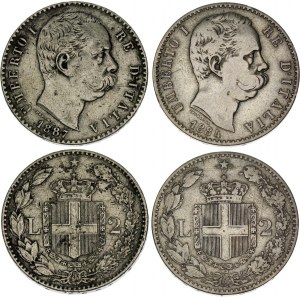 Italy 2 x 2 Lire 1884 -1887 R