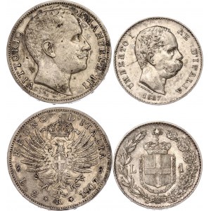 Italy 1 & 2 Lire 1887 - 1907 M & R