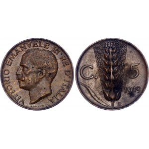 Italy 5 Centesimi 1919 R Key Date