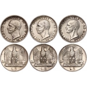 Italy 3 x 5 Lire 1927 R