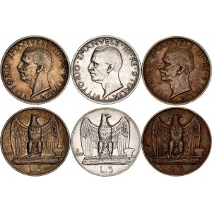 Italy 3 x 5 Lire 1927 - 1930 R