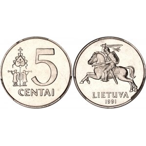 Lithuania 5 Centai 1991 PCGS SP66