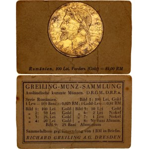 Romania 100 Lei 1922 German Collector's Coin Card