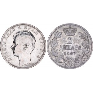 Serbia 2 Dinara 1897