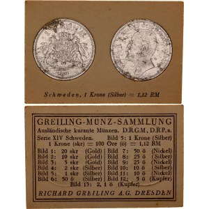 Sweden 1 Krone 1890 German Collector's Coin Card