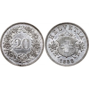 Switzerland 20 Rappen 1858 B