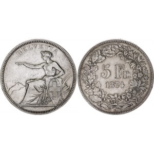 Switzerland 5 Francs 1874 B.