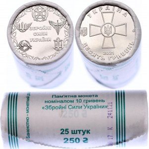 Ukraine 25 x 10 Hryven 2021 Mint Roll