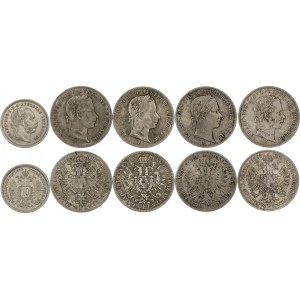 Austria Lot of 5 Coins 1858 -1873