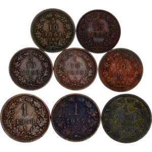 Austria Lot of 8 Coins 1858 -1885