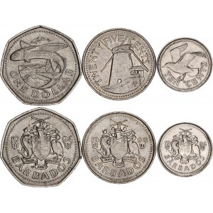 Barbados Lot of 3 Coins 1994 -1998