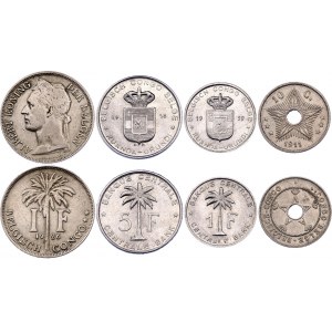 Belgian Congo Lot of 4 Coins 1911 - 1958