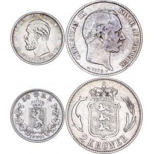 Denmark & Norway 2 Kroner & 50 Ore 1876 - 1901