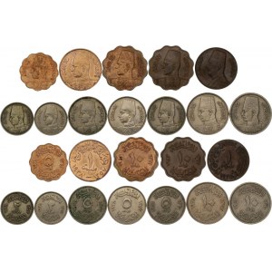 Egypt Lot of 12 Coins 1937 - 1942 AH 1356 - 1361