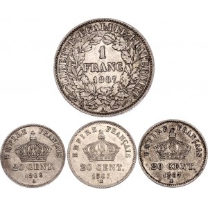 France Lot of 4 Coins 1866 -1887