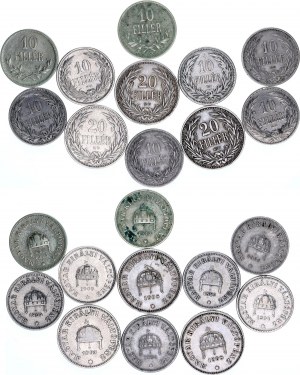 Hungary Lot of 11 Coins 1893 - 1915 KB