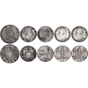 Italy Lot of 5 Silver Coins 1863 - 1930