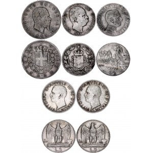 Italy Lot of 5 Silver Coins 1863 - 1930