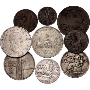 Italy Lot of 9 Coins 1867 -1960