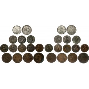 Spain Lot of 14 Coins 1868 -1885