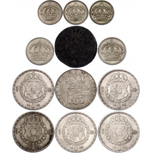 Sweden Lot of 12 Coins 1807 -1964