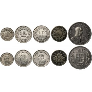Switzerland Lot of 5 Coins 1850 -1964
